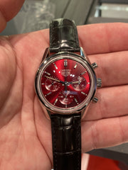  Shop Authentic Tag Heuer Carrera Automatic Chronograph Red Dial Black Leather Strap Watch for Men - CBK221G.FC6479 - Luxxuri