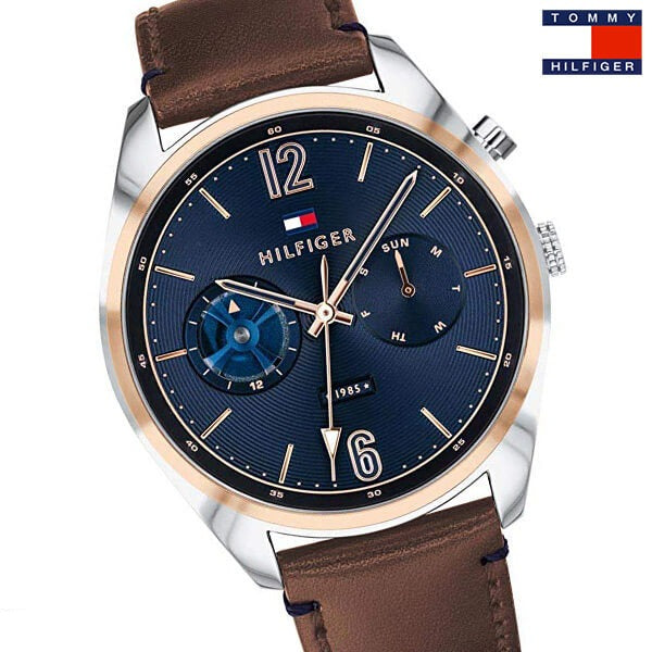  Shop Authentic Tommy Hilfiger Deacan Blue Dial Brown Leather Strap Watch for Men - 1791549 - Luxxuri