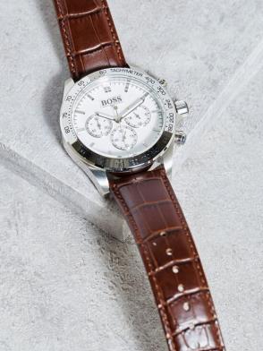  Shop Authentic Hugo Boss Ikon White Dial Brown Leather Strap Watch for Men - 1513175 - Luxxuri