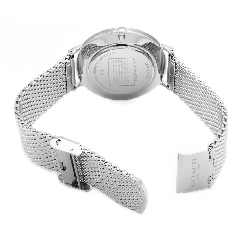 Coach Charles Black Dial Silver Mesh Bracelet Watch for Men - 14602144