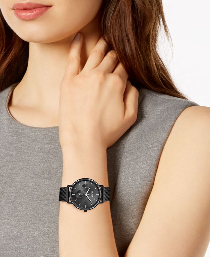  Shop Authentic Hugo Boss Infinity Black Dial Black Mesh Bracelet Watch for Women -1502521 - Luxxuri