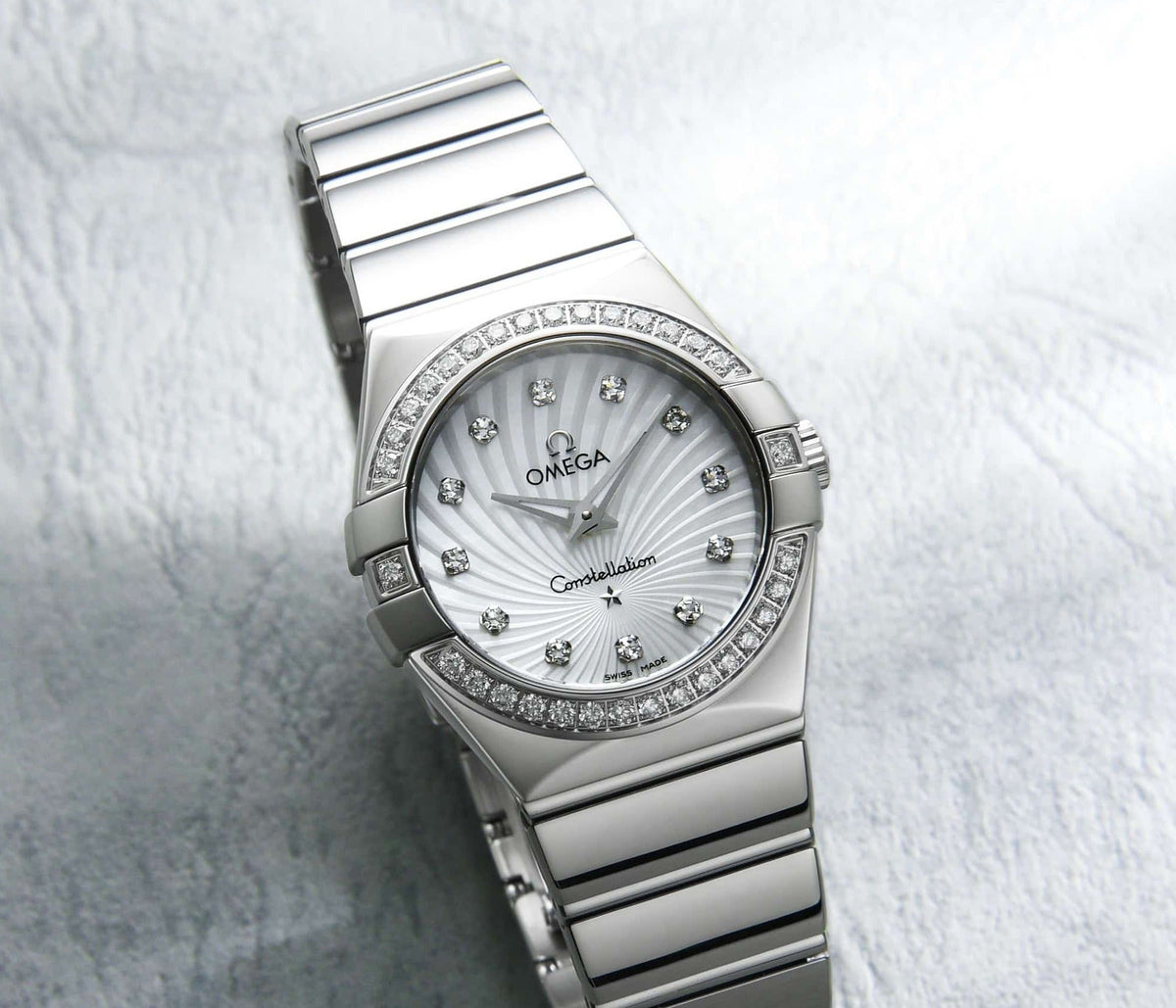  Shop Authentic Omega Constellation Quartz Diamonds Silver Dial Silver Steel Strap Watch for Women - 123.15.27.60.55.004 - Luxxuri