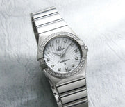  Shop Authentic Omega Constellation Quartz Diamonds Silver Dial Silver Steel Strap Watch for Women - 123.15.27.60.55.004 - Luxxuri