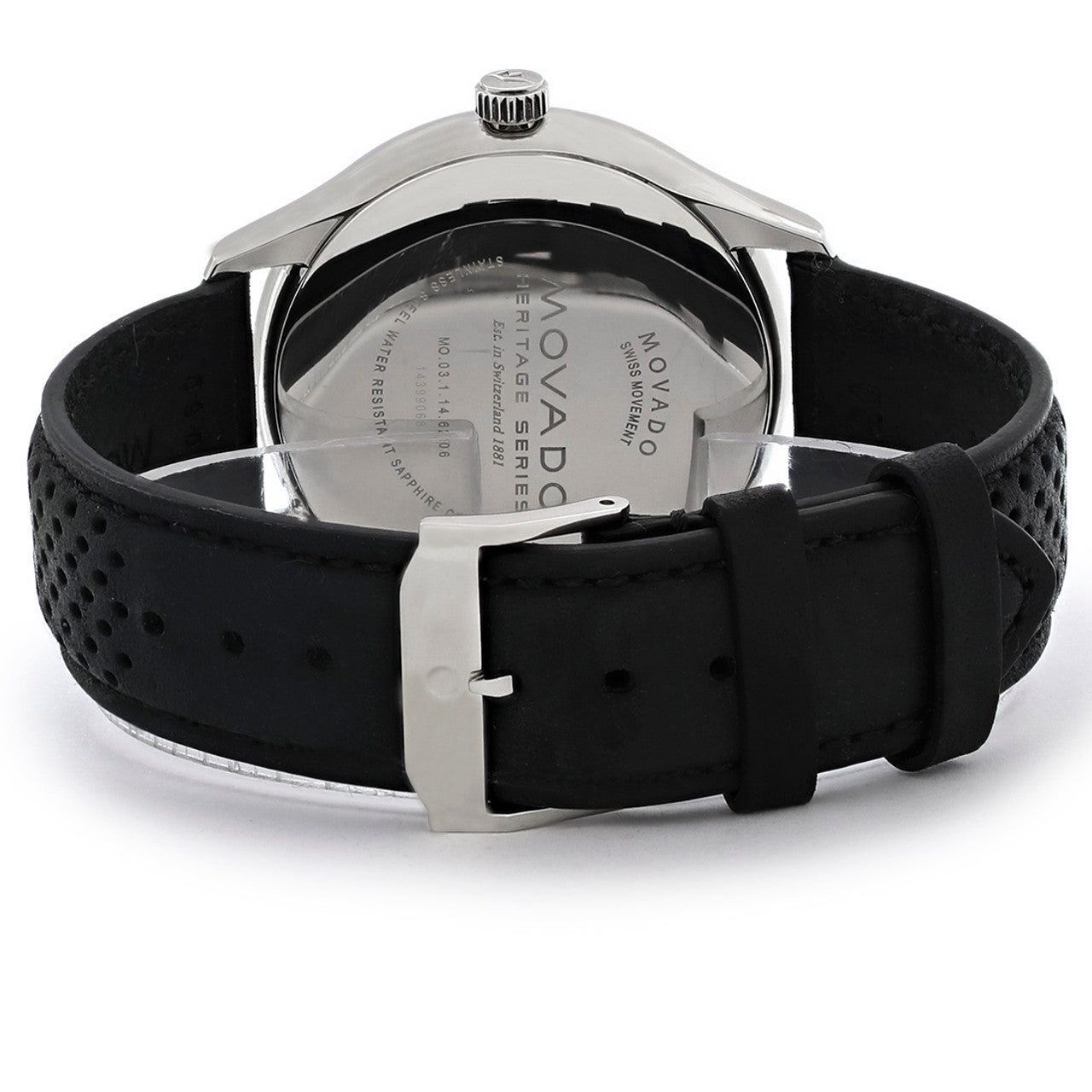  Shop Authentic Movado Heritage Calendoplan Black Dial Black Leather Strap Watch for Men - 3650004 - Luxxuri