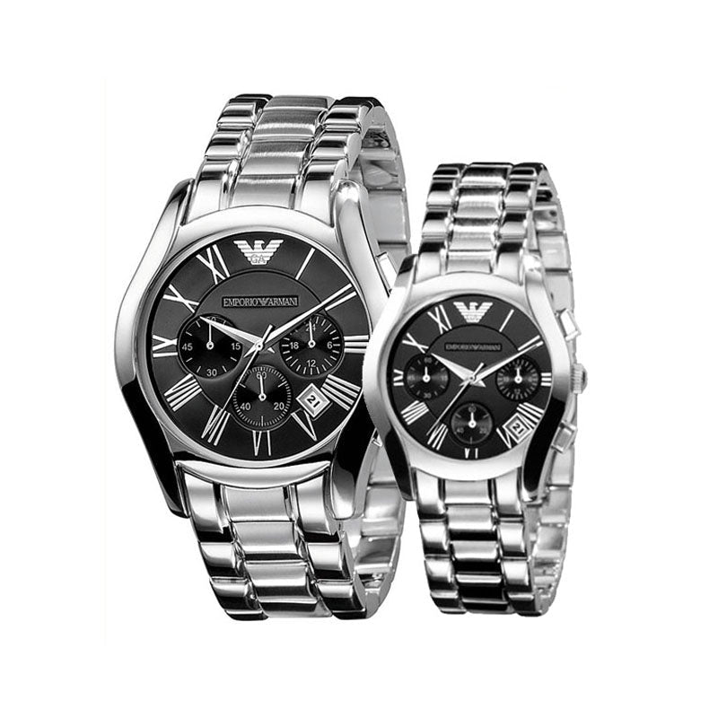  Shop Authentic Emporio Armani Valente Chronograph Black Dial Silver Stainless Steel Watch For Men - AR0673 - Luxxuri