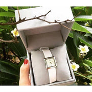  Shop Authentic Calvin Klein Mark Silver Dial White Leather Strap Watch for Women - K3R231L6 - Luxxuri