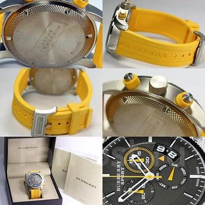  Shop Authentic Burberry Sport Chronograph Grey Dial Yellow Rubber Strap Watch for Men - BU7712 - Luxxuri
