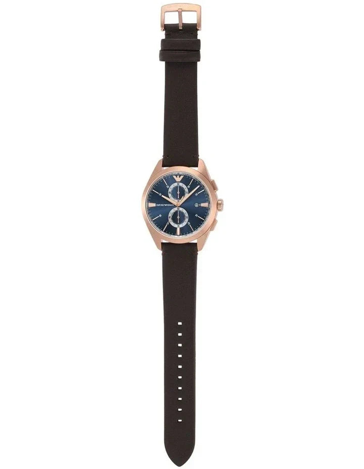  Shop Authentic Emporio Armani Claudio Chronograph Blue Dial Brown Leather Strap Watch For Men - AR11554 - Luxxuri