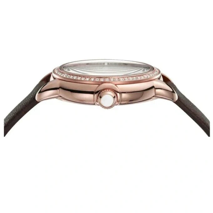  Shop Authentic Emporio Armani Mia Moonphase Silver Dial Brown Leather Strap Watch For Women - AR11568 - Luxxuri