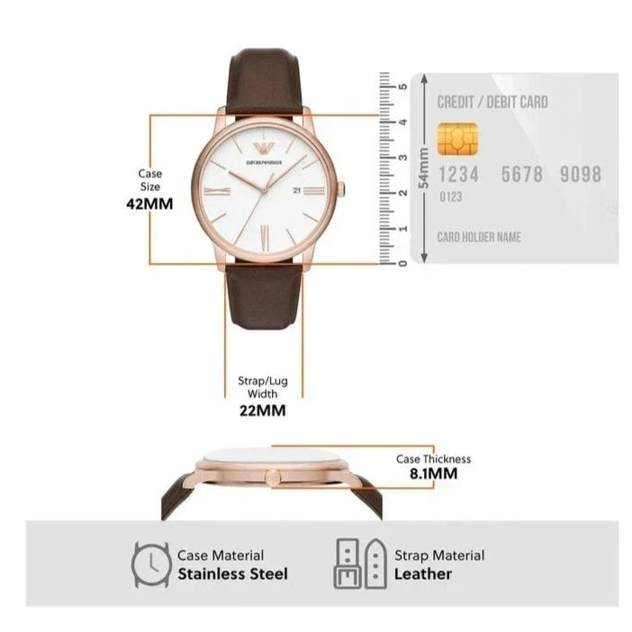  Shop Authentic Emporio Armani Dress Quartz White Dial Brown Leather Strap Watch For Men - AR11011 - Luxxuri