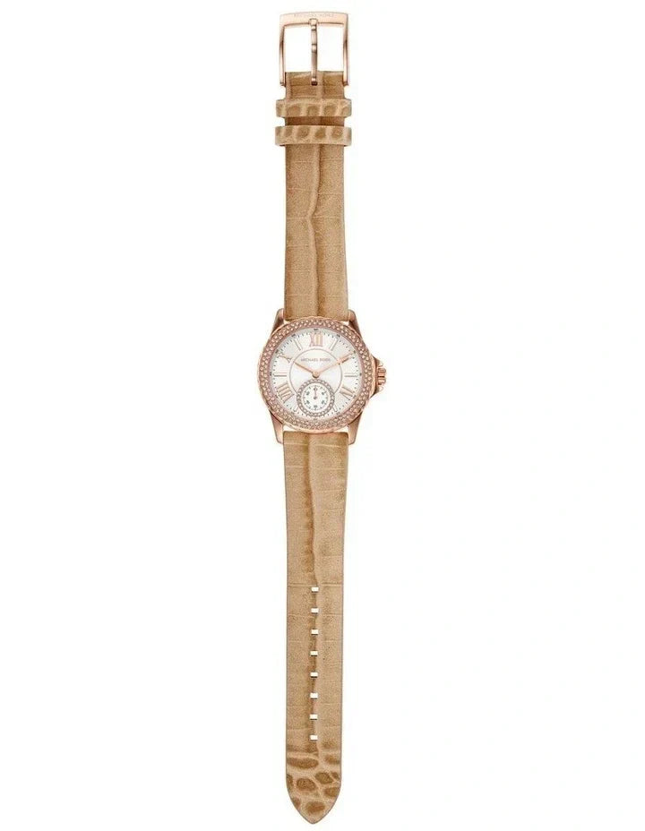  Shop Authentic Michael Kors Mini Everest Crystals White Dial Brown Leather Strap Watch for Women - MK4719 - Luxxuri