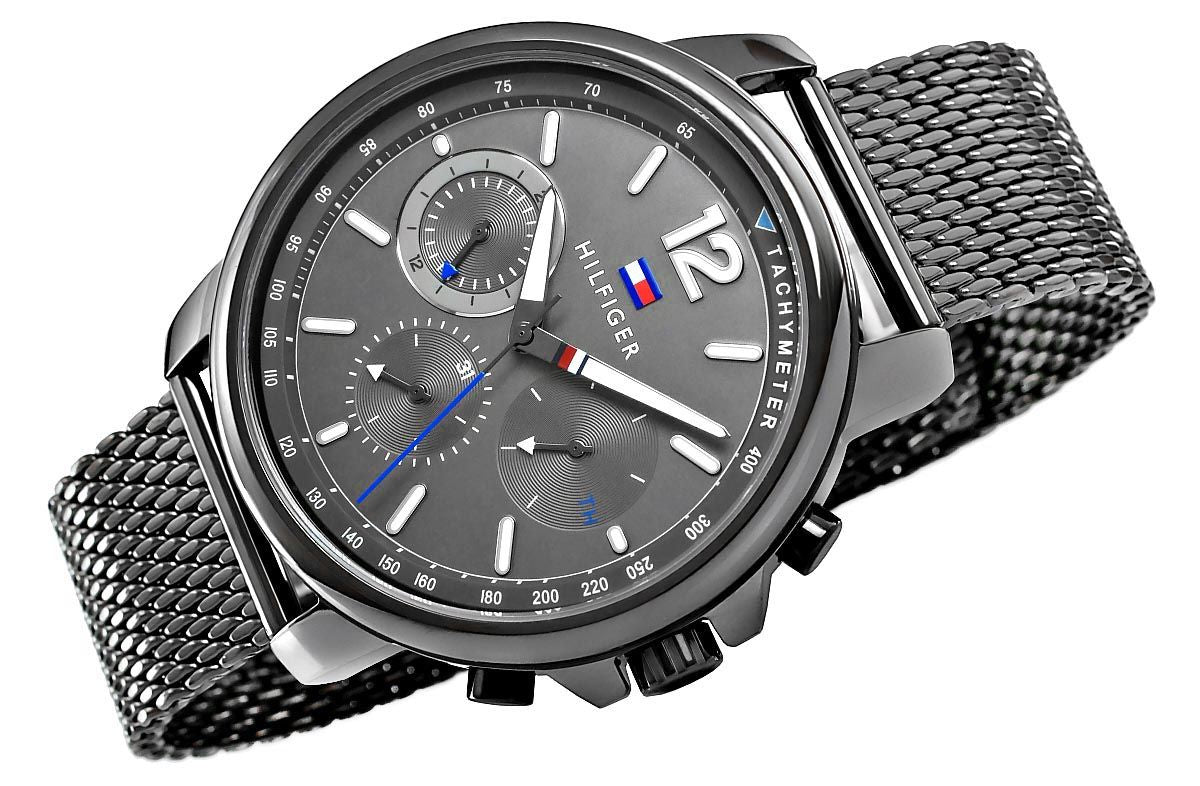  Shop Authentic Tommy Hilfiger London Chronograph Grey Dial Grey Mesh Bracelet Watch for Men - 1791530 - Luxxuri