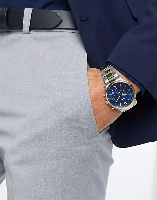  Shop Authentic Fossil Neutra Chronograph Blue Dial Two Tone Steel Strap Watch for Men - FS5706 - Luxxuri