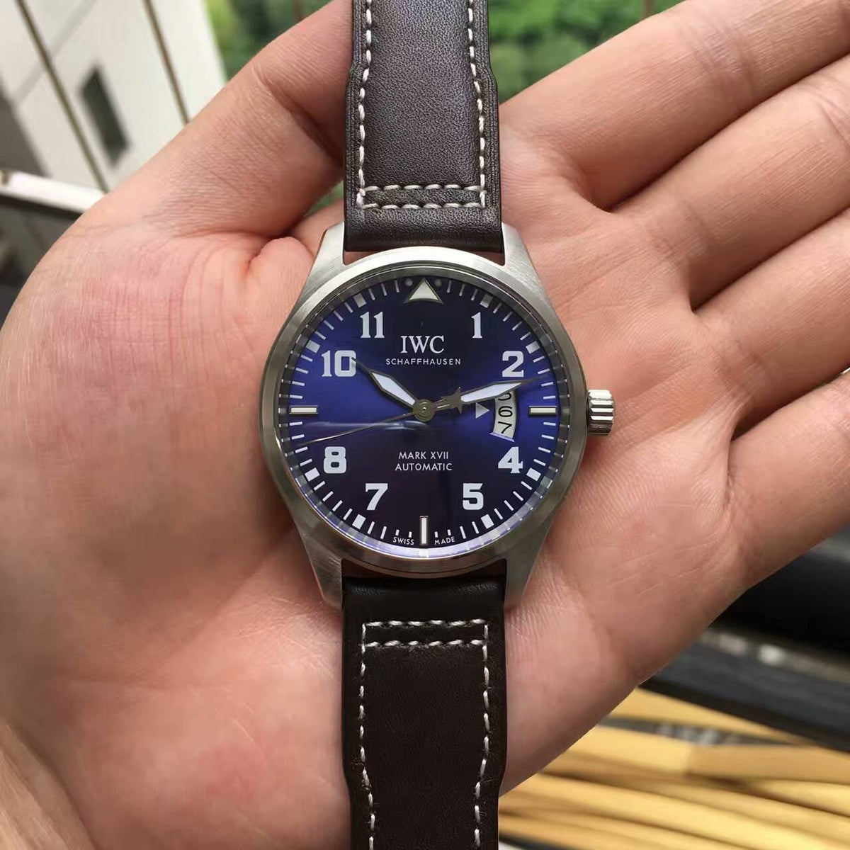  Shop Authentic IWC Pilots Watch Mark XVII Edition Le Petit Prince Blue Dial Brown Leather Strap Watch for Men - IW326506 - Luxxuri