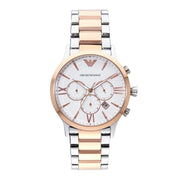  Shop Authentic Emporio Armani Giovanni Chronograph Quartz White Dial Two Tone Steel Strap Watch For Men - AR11209 - Luxxuri