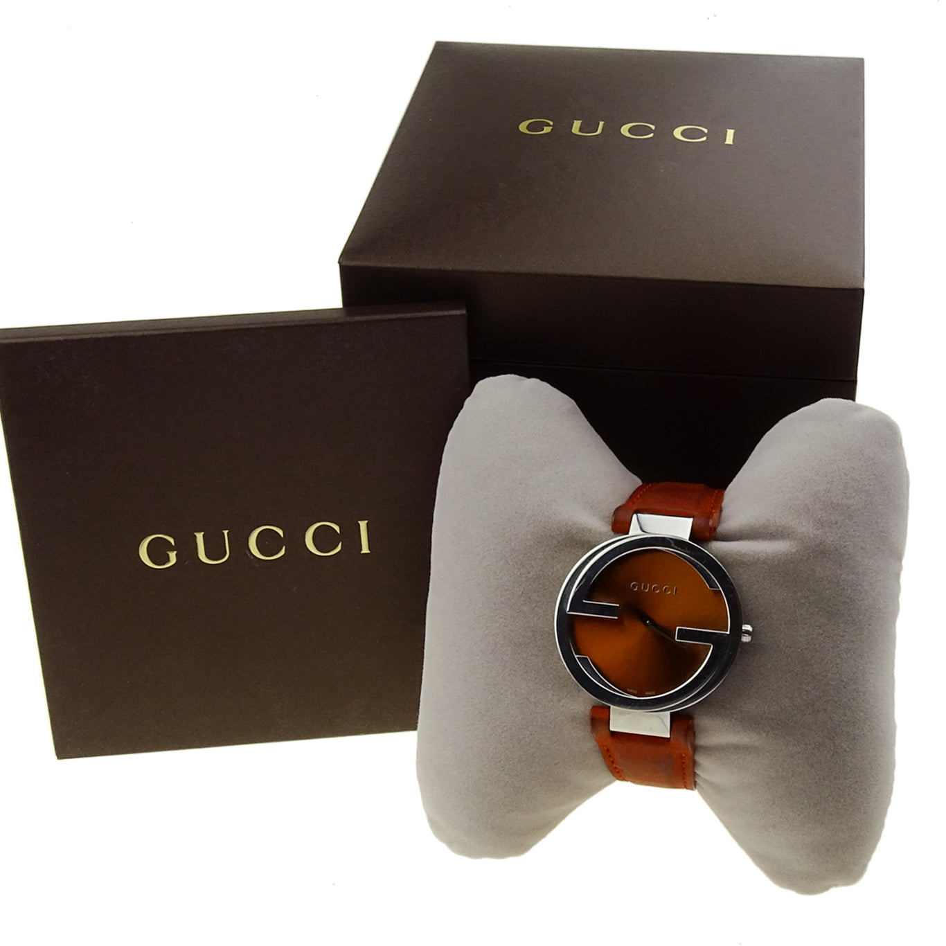  Shop Authentic Gucci Interlocking G Quartz Orange Dial Orange Leather Strap Watch For Women - YA133316 - Luxxuri