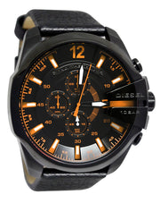  Shop Authentic Diesel Mega Chief Chronograph Black Dial Black Leather Strap Watch For Men - DZ4291 - Luxxuri