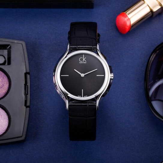  Shop Authentic Calvin Klein Skirt Black Dial Black Leather Strap Watch for Women  - K2U231C1 - Luxxuri