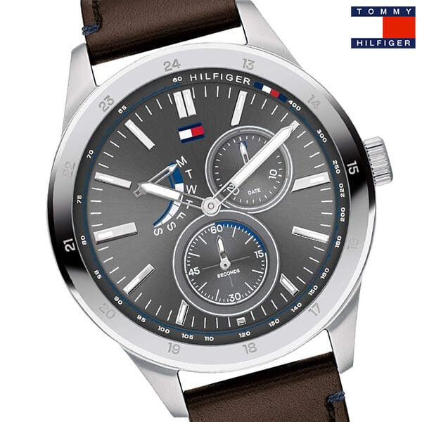  Shop Authentic Tommy Hilfiger Austin Grey Dial Brown Leather Strap Watch for Men - 1791637 - Luxxuri
