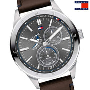  Shop Authentic Tommy Hilfiger Austin Grey Dial Brown Leather Strap Watch for Men - 1791637 - Luxxuri