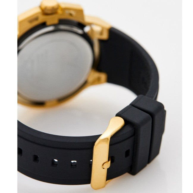  Shop Authentic Guess Matrix Multifunction Gold Dial Black Rubber Strap Watch For Men - GW0423G2 - Luxxuri