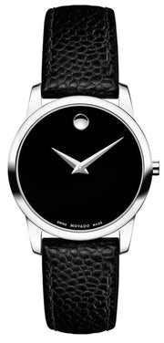  Shop Authentic Movado Museum Classic Black Dial Black Leather Strap Watch For Women - 0607015 - Luxxuri