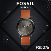  Shop Authentic Fossil Commuter Three Hand Date Black Dial Brown Leather Strap Watch for Men - FS5276 - Luxxuri