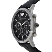  Shop Authentic Emporio Armani Renato Chronograph Black Dial Black Leather Strap Watch For Men - AR2447 - Luxxuri