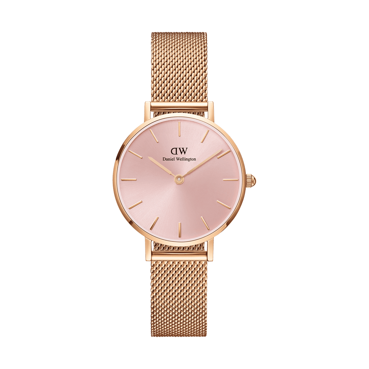  Shop Authentic Daniel Wellington Petite Melrose Pink Dial Rose Gold Mesh Strap Watch For Women - DW00100367 - Luxxuri