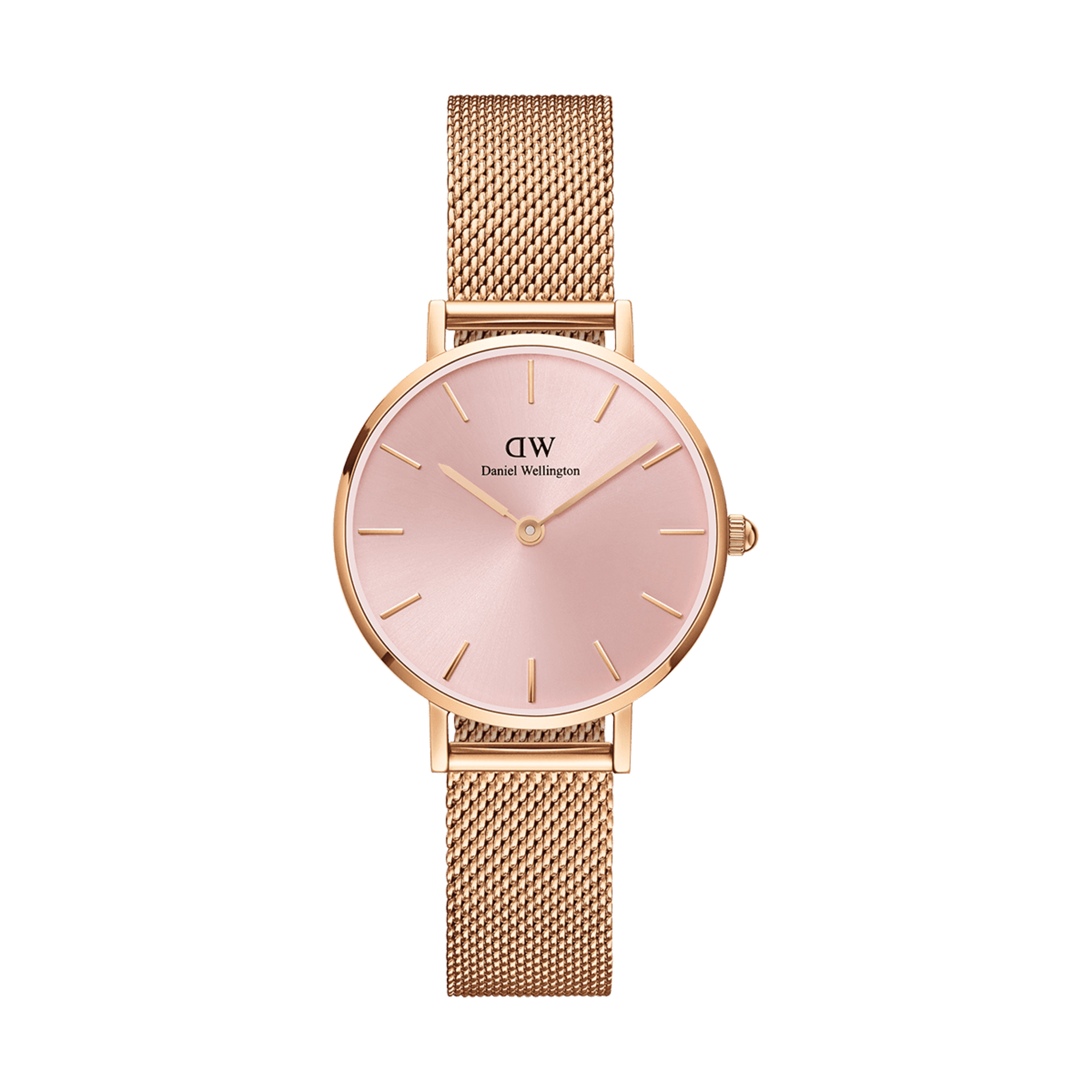  Shop Authentic Daniel Wellington Petite Melrose Pink Dial Rose Gold Mesh Strap Watch For Women - DW00100368 - Luxxuri