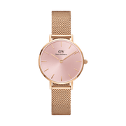  Shop Authentic Daniel Wellington Petite Melrose Pink Dial Rose Gold Mesh Strap Watch For Women - DW00100368 - Luxxuri