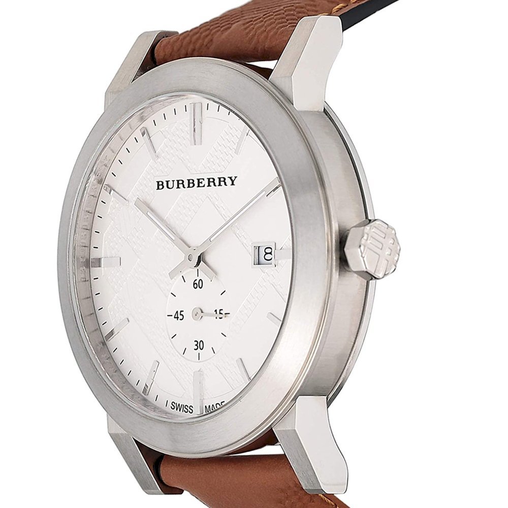  Shop Authentic Burberry The City Silver Dial Brown Leather Strap Watch for Men - BU9904 - Luxxuri