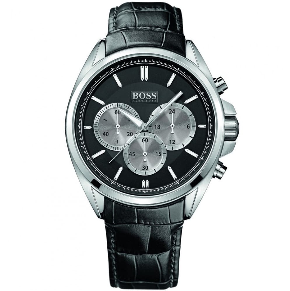  Shop Authentic Hugo Boss Driver Black Dial Black Leather Strap Watch for Men - 1512879 - Luxxuri