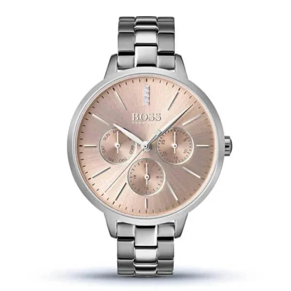  Shop Authentic Hugo Boss Symphony Red Gold Dial Silver Steel Strap Watch for Women- 1502421 - Luxxuri