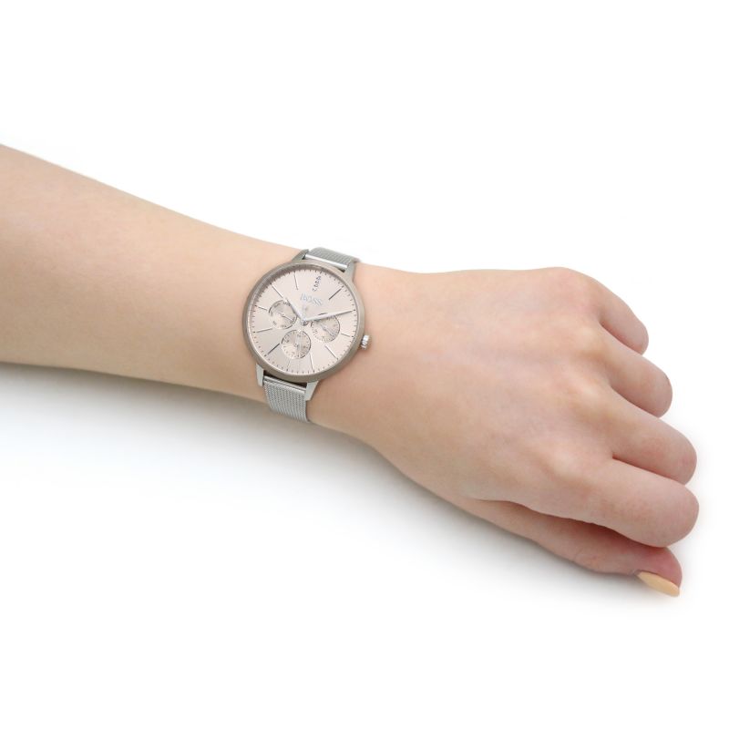  Shop Authentic Hugo Boss Symphony Brown Dial Silver Mesh Bracelet Watch for Women - 1502423 - Luxxuri