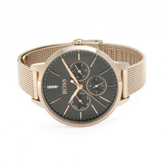  Shop Authentic Hugo Boss Symphony Grey Dial Gold Mesh Bracelet Watch for Women - 1502424 - Luxxuri