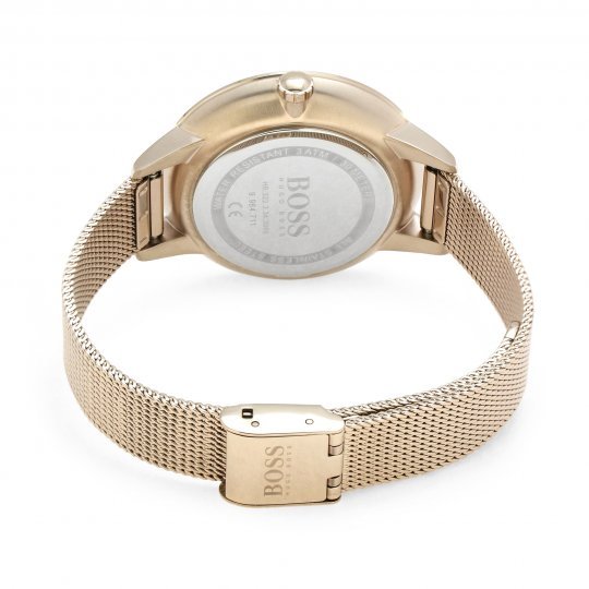  Shop Authentic Hugo Boss Symphony Grey Dial Gold Mesh Bracelet Watch for Women - 1502424 - Luxxuri