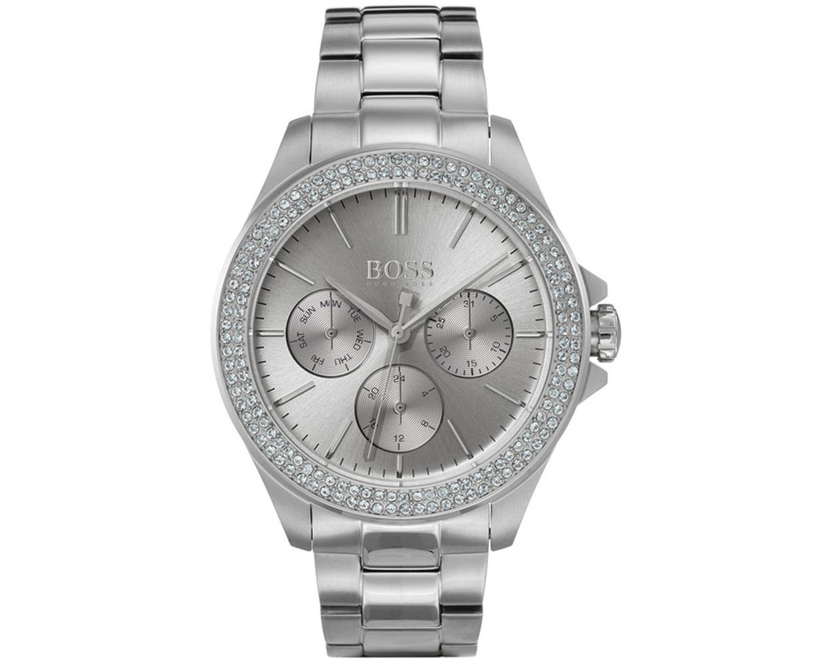  Shop Authentic Hugo Boss Premiere Silver Dial Silver Steel Strap Watch for Women - 1502442 - Luxxuri