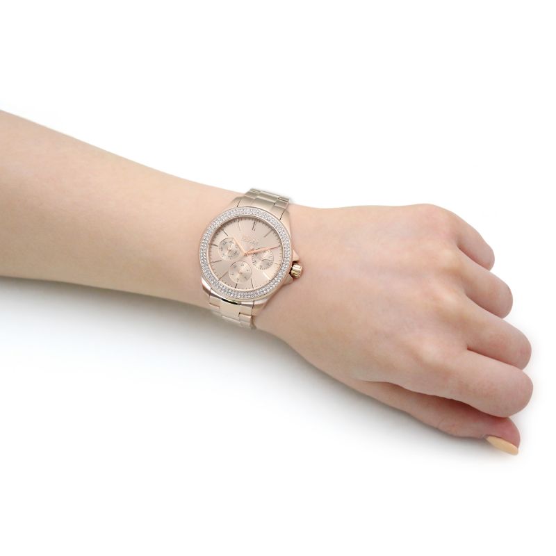  Shop Authentic Hugo Boss Premiere Rose Gold Dial with DIamonds Rose Gold Steel Strap Watch for Women - 1502443 - Luxxuri