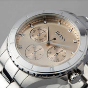  Shop Authentic Hugo Boss Premiere Rose Gold Dial Silver Steel Strap Watch for Women - 1502444 - Luxxuri