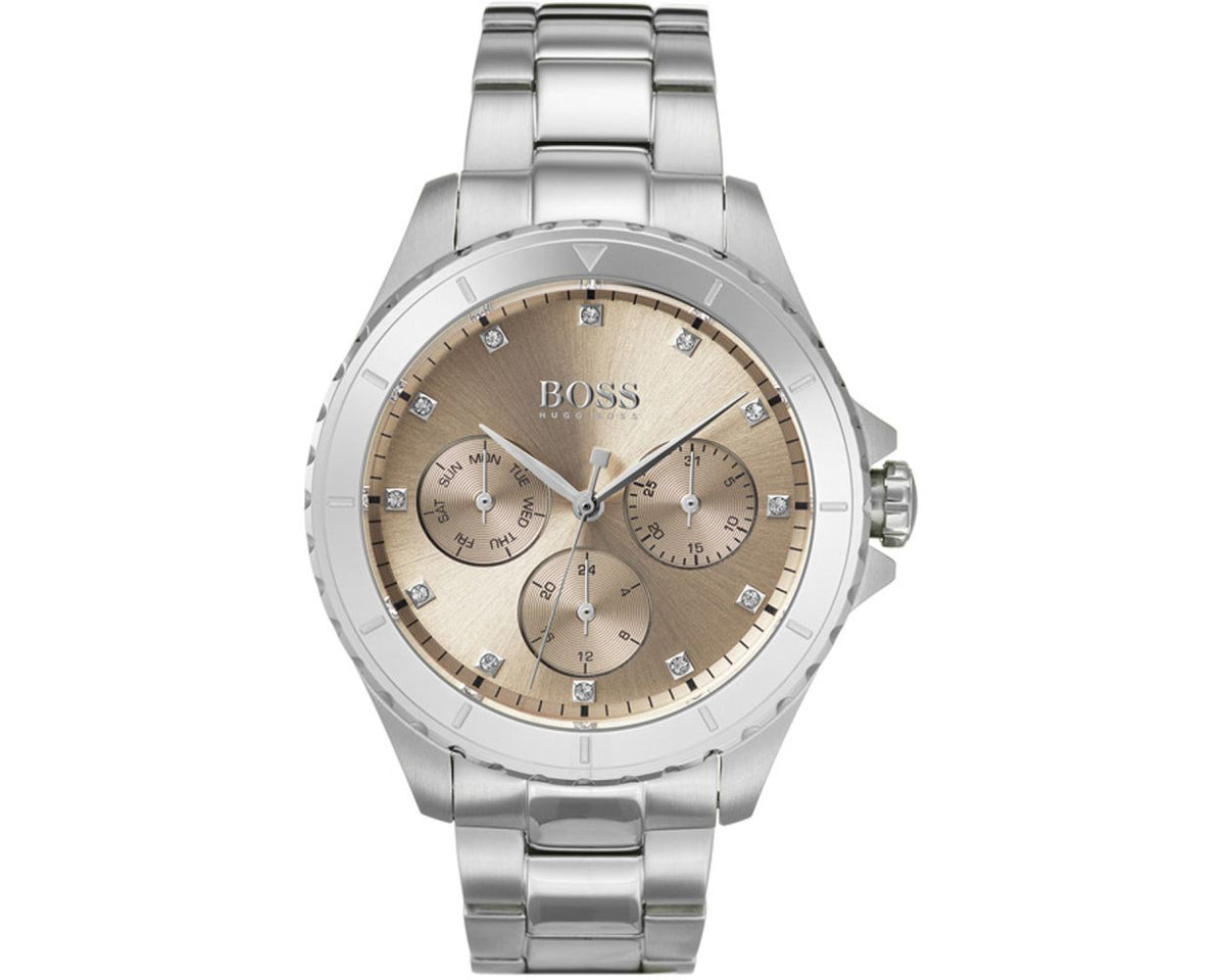  Shop Authentic Hugo Boss Premiere Rose Gold Dial Silver Steel Strap Watch for Women - 1502444 - Luxxuri