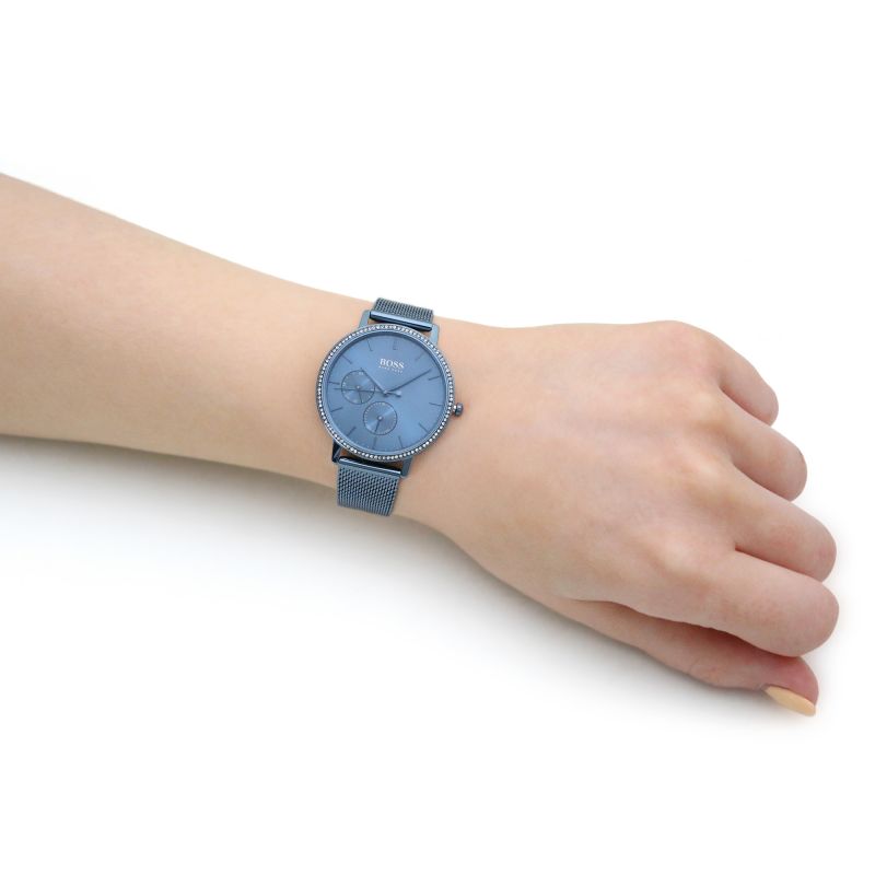  Shop Authentic Hugo Boss Infinity Blue Dial Blue Mesh Bracelet Watch for Women - 1502518 - Luxxuri