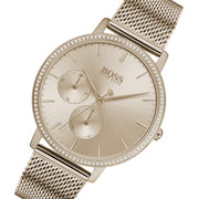  Shop Authentic Hugo Boss Infinity Carnation Gold Dial Gold Mesh Bracelet Watch for Women - 1502519 - Luxxuri
