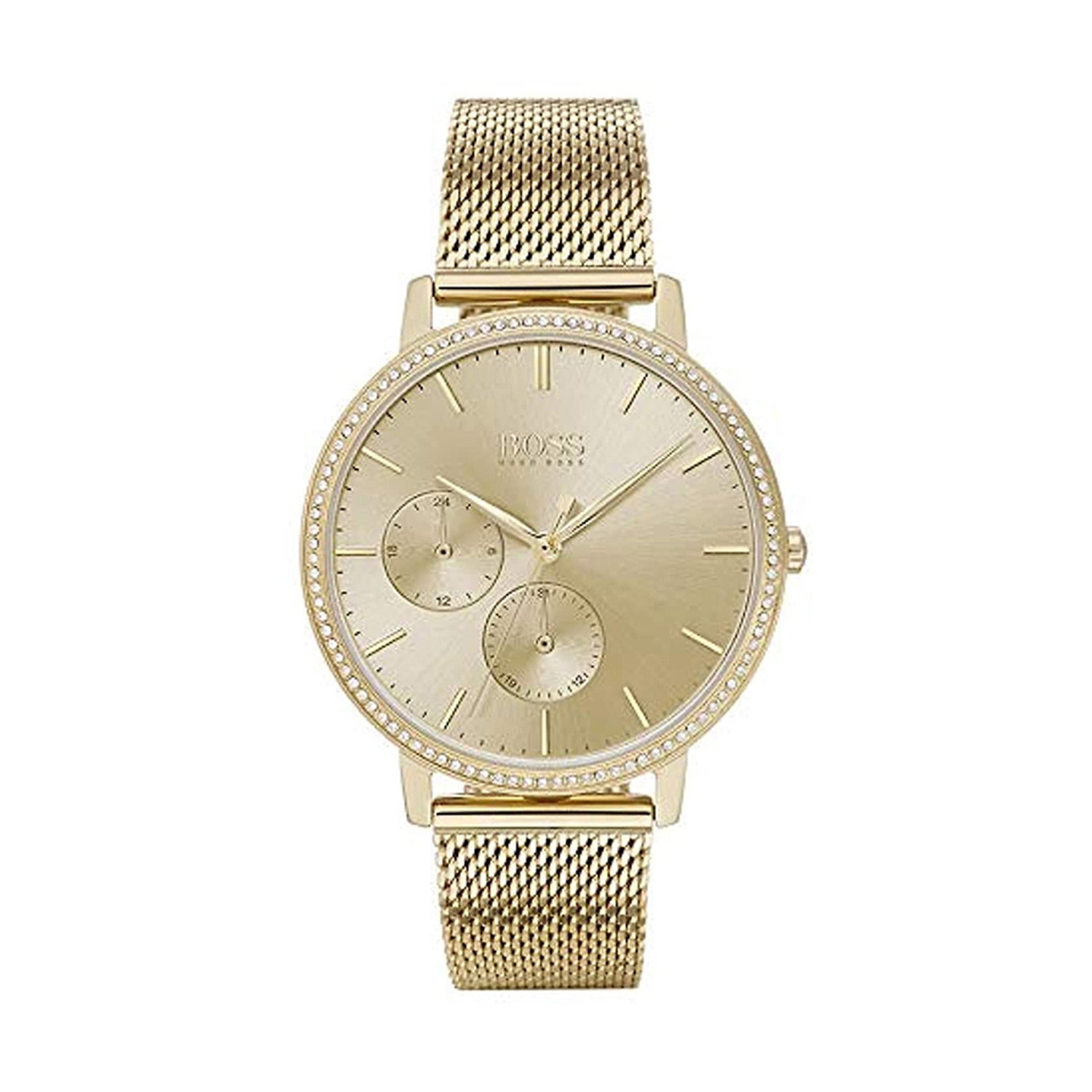  Shop Authentic Hugo Boss Infinity Gold Dial Gold Mesh Bracelet Watch for Women - 1502520 - Luxxuri