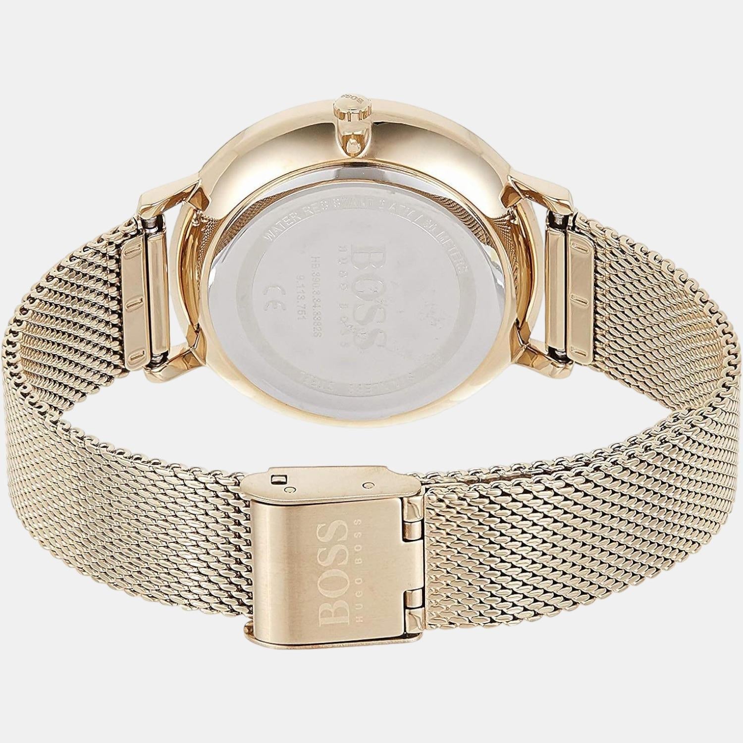  Shop Authentic Hugo Boss Infinity Gold Dial Gold Mesh Bracelet Watch for Women - 1502520 - Luxxuri