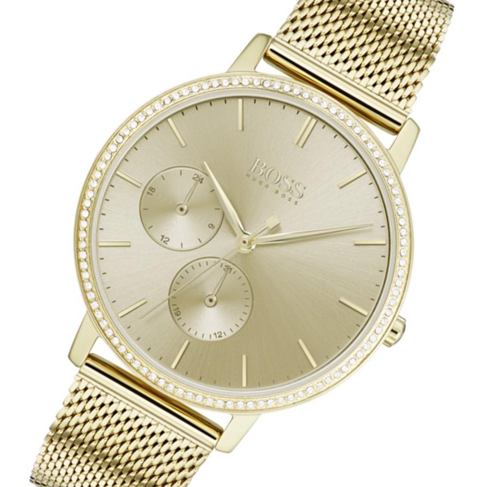  Shop Authentic Hugo Boss Infinity Gold Dial Gold Mesh Bracelet Watch for Women - 1502520 - Luxxuri