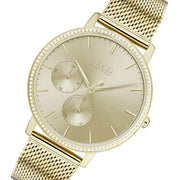  Shop Authentic Hugo Boss Infinity Gold Dial Gold Mesh Bracelet Watch for Women - 1502520 - Luxxuri