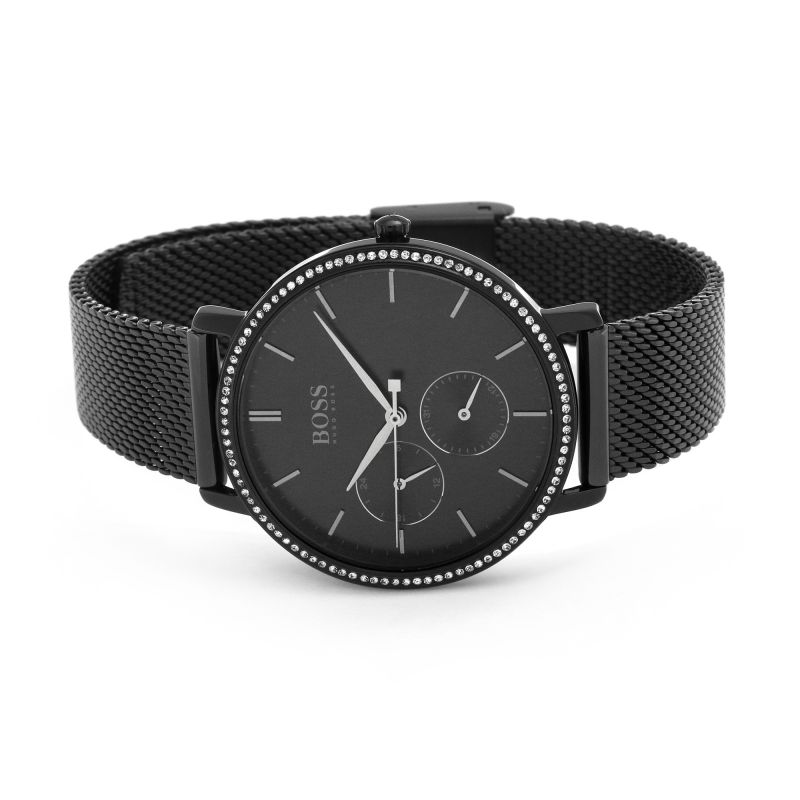  Shop Authentic Hugo Boss Infinity Black Dial Black Mesh Bracelet Watch for Women -1502521 - Luxxuri