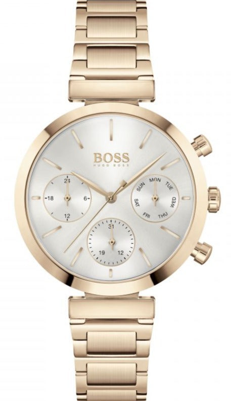  Shop Authentic Hugo Boss Flawless Quartz White Dial Gold Steel Strap Watch for Women -1502531 - Luxxuri
