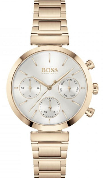  Shop Authentic Hugo Boss Flawless Quartz White Dial Gold Steel Strap Watch for Women -1502531 - Luxxuri